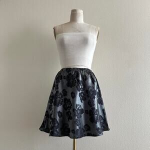 handmade black charcoal floral mini skirt